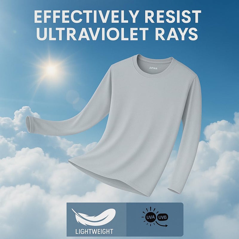 Opna Men's Long Sleeve Moisture Wicking Athletic Shirts Silver-L - Image 3